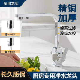 跨境冷热两用厨房净水器双用水龙头 水槽龙头旋转双出水龙头 9130