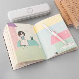 彩页插画笔记本可爱复古手绘日记本韩国小清新文艺创意文具本子