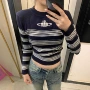 条纹圆领新款气质针织衫