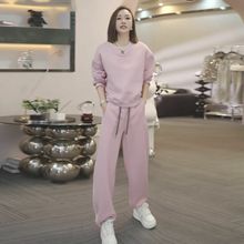 2025秋新款盐系轻熟休闲运动套装女减龄洋气粉色卫衣阔腿裤两件套