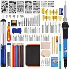 120-piece pyrography and engraving tool kit 60W adjustable constant temperature electric soldering iron with color pen number and letter printing template