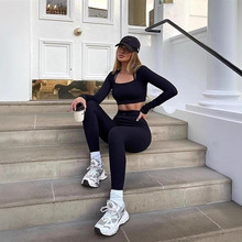 欧美跨境外贸2023女装亚马逊裤子瑜伽紧身裤锻炼高腰运动裤长裤