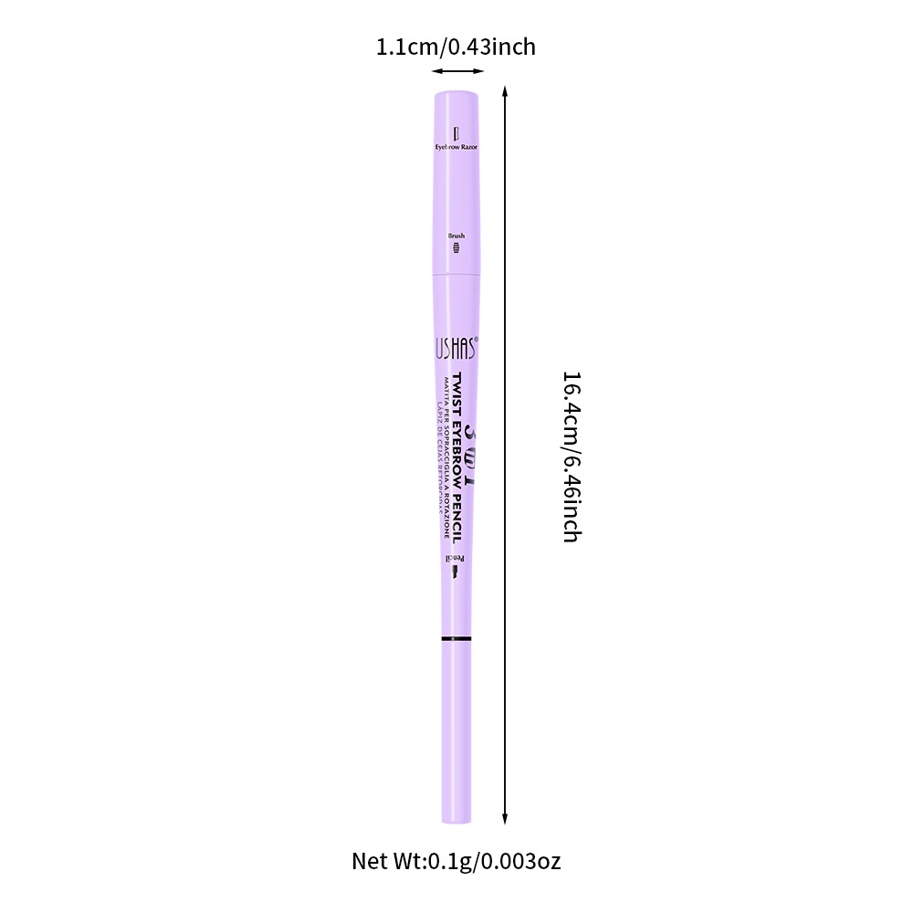 USHAS, lápiz de cejas de punto transfronterizo europeo y americano, doble cabezal, cepillo de cejas, cuchillo de cejas, resistente al agua, no es fácil de manchar y fácil de colorear UP009
