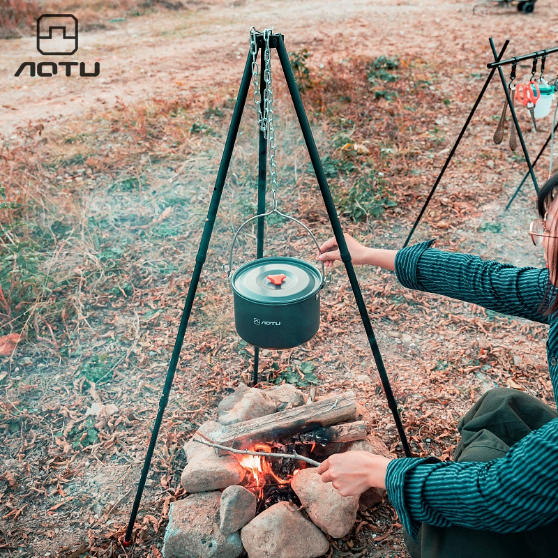 Вогнуто-выпуклый Открытый Кемпинг Алюминиевый сплав подвесной горшок штатив портативное оборудование для пикника Штатив для кемпинга посуда для костра