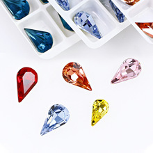 东洲水晶K9尖底钻DIY饰品配件瘦水滴玻璃钻彩色超闪美甲钻批发