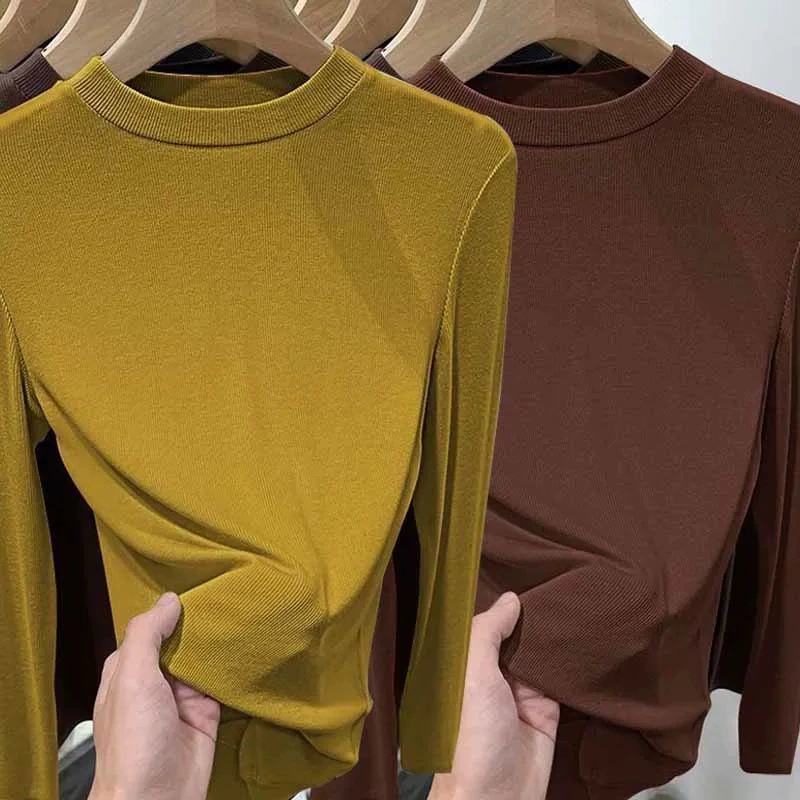 Осенний новый Delong ткань вертикальный воротник большой размер мама одеваются тонкая молодая с длинными рукавами