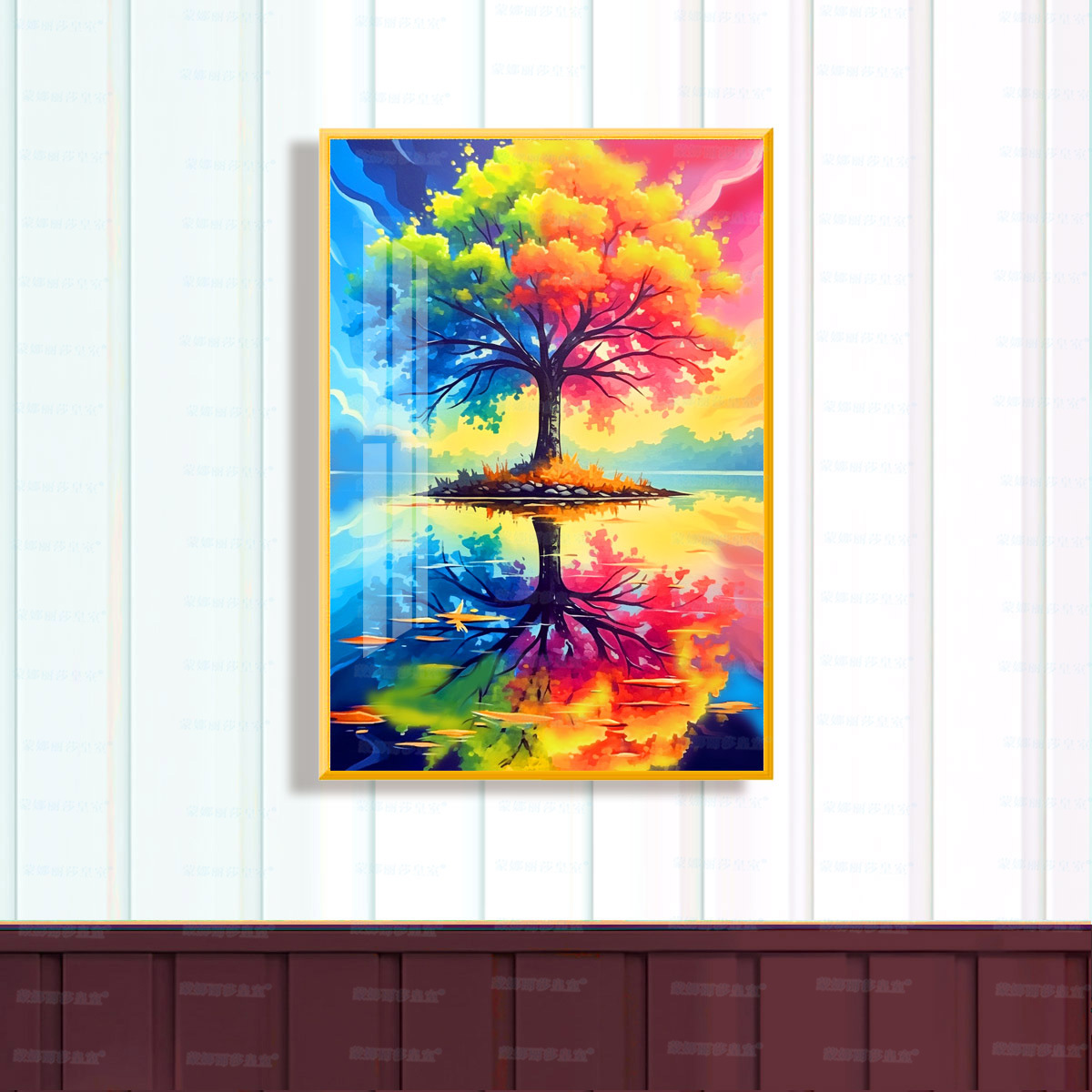 Mona Lisa Real bordado de colores árboles nuevos modernos sueños estética sala de estar decoración de puerta de entrada bordado a mano image 1