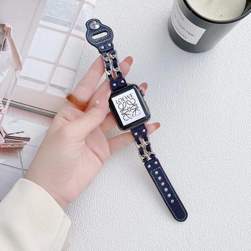 applewatch Apple Watch Genuine Leather Spin Denim Metal iwatch7 Generation 65432se Women's Niche applewatch Apple Watch Genuine Leather Spin Denim Metal iwatch7 Generation 65432se Women's Niche