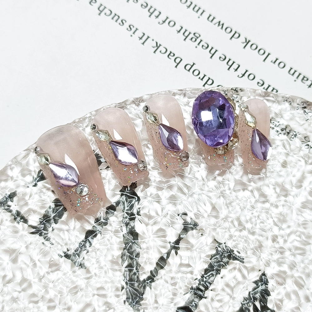 Código 10 piezas de uñas de uñas de uñas de flash más vendidas con incrustaciones de diamantes image 3