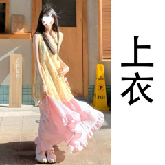 優しい風花柄サスペンダーハーフドレス女性のための 2025 夏の新しいスタイル小柄な甘いスタイル