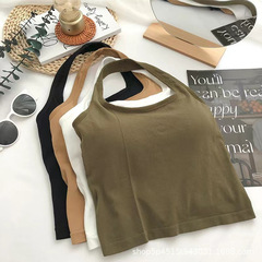 Korean style halter neck, backless sling, beautiful back vest with breast pads to wrap the chest to prevent exposure and wear as a bottoming tube top, sleeveless top