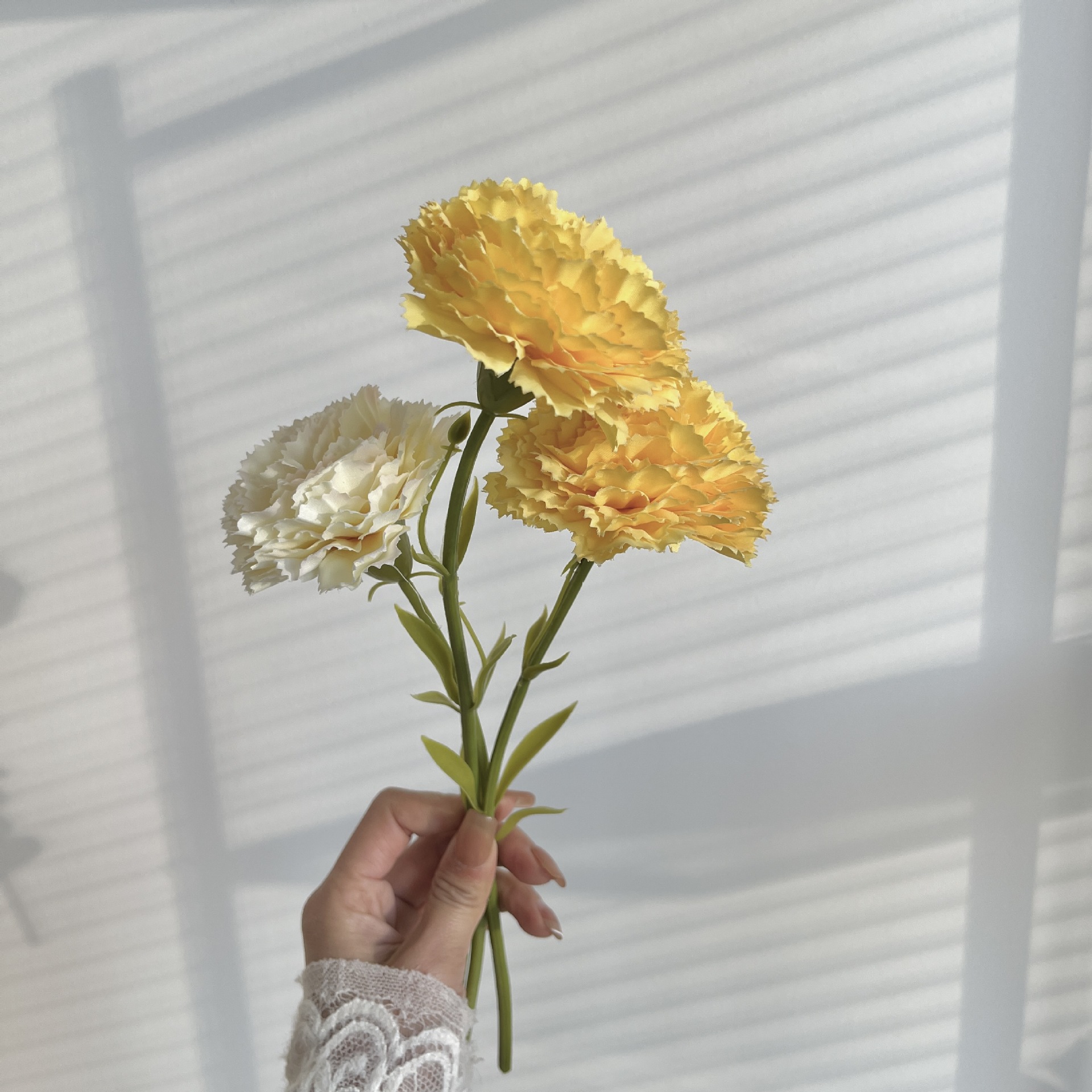 Clavel de cabeza única rama corta flor de simulación dormitorio floral sala de estar decoración floral decoración floral mesa de comedor ramo de flores secas