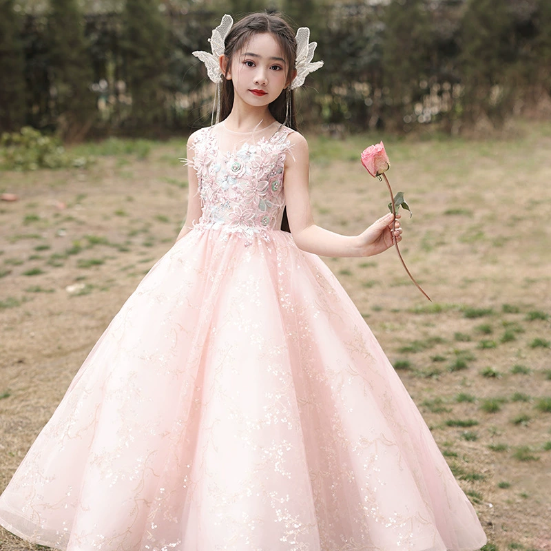 Розовая цветочная фея платье принцессы Мори платье для девочек высокого класса