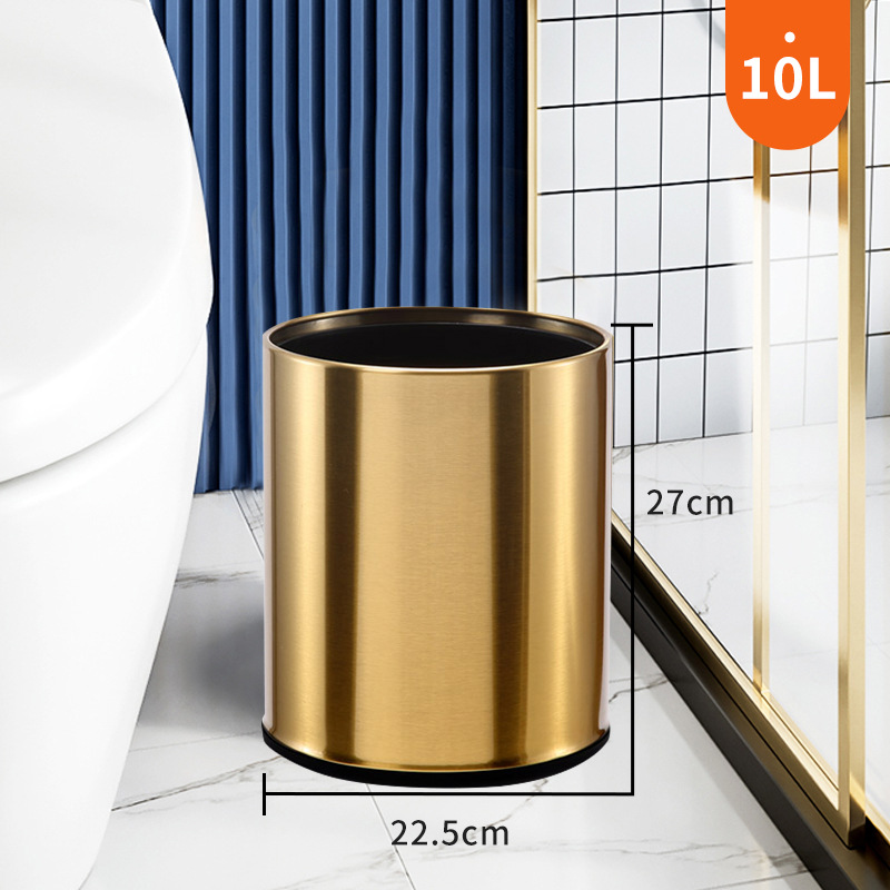 Luz nórdica de lujo basura hogar al por mayor de acero inoxidable de doble capa creativa ins estilo hierro dormitorio cuarto de baño papelera