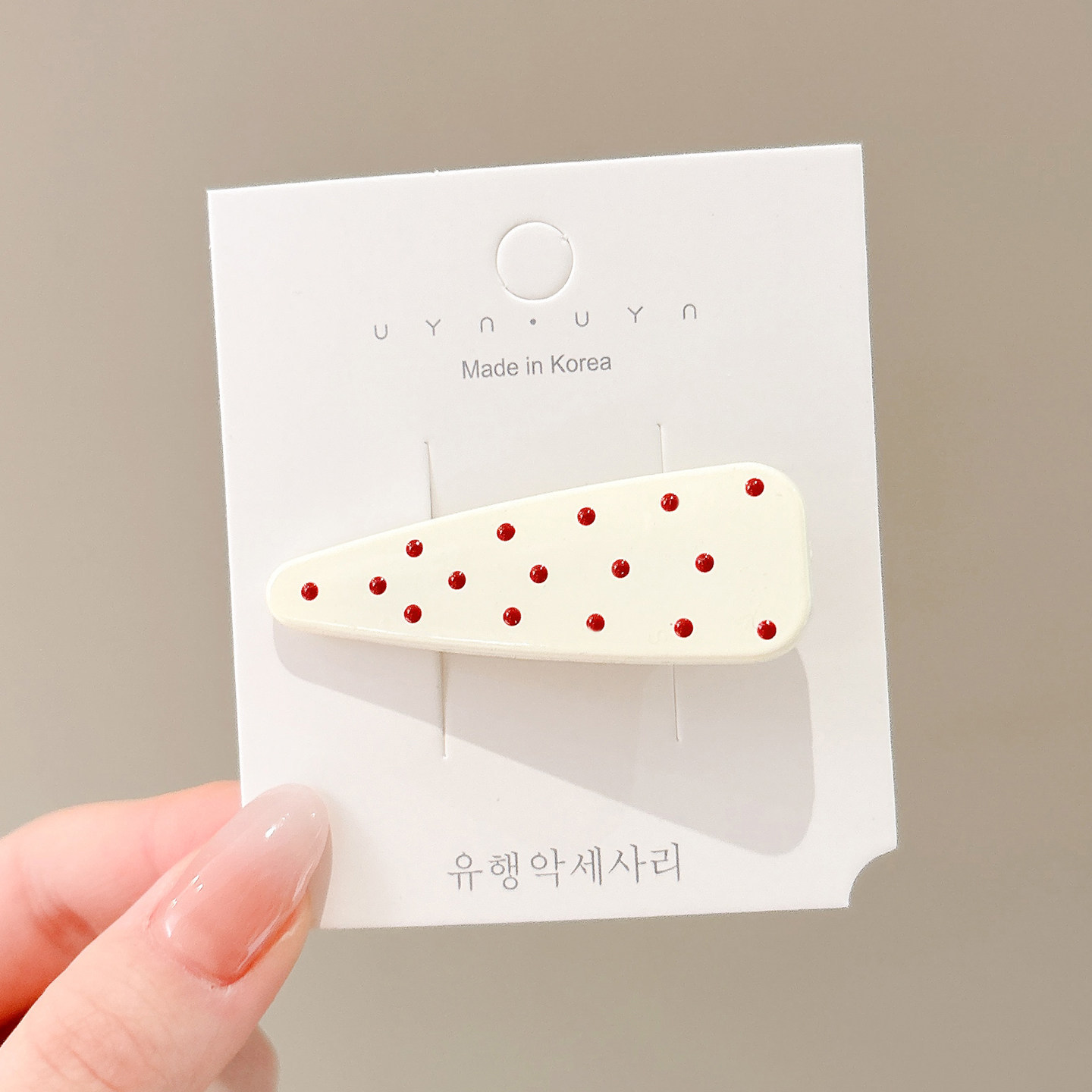 1개  4# 빨간색 물방울 머리핀 약 5.7cm