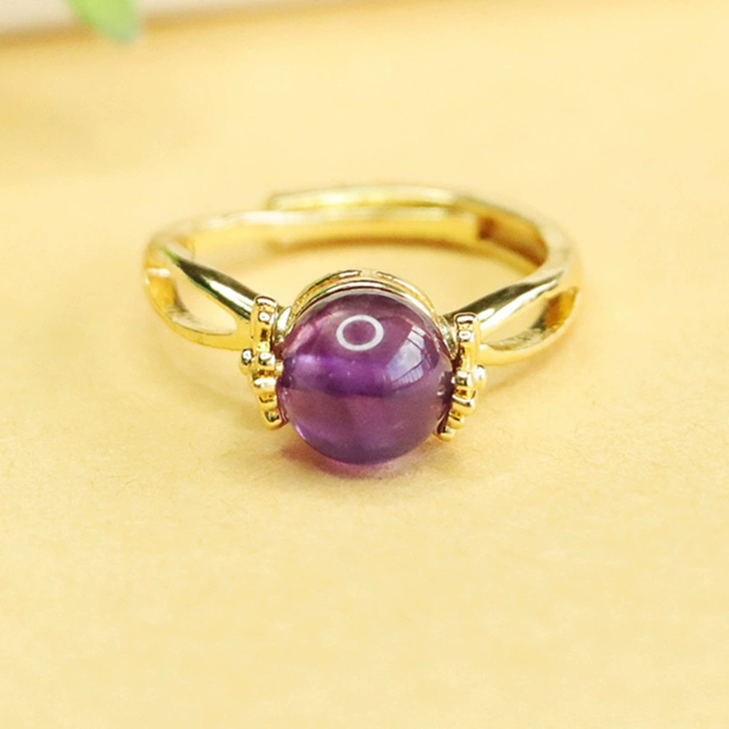 Aiyu кольцо из натурального аметиста фиолетового цвета вращающееся кольцо с сокровищами женское ювелирное изделие оптовая продажа с фабрики AY3101305