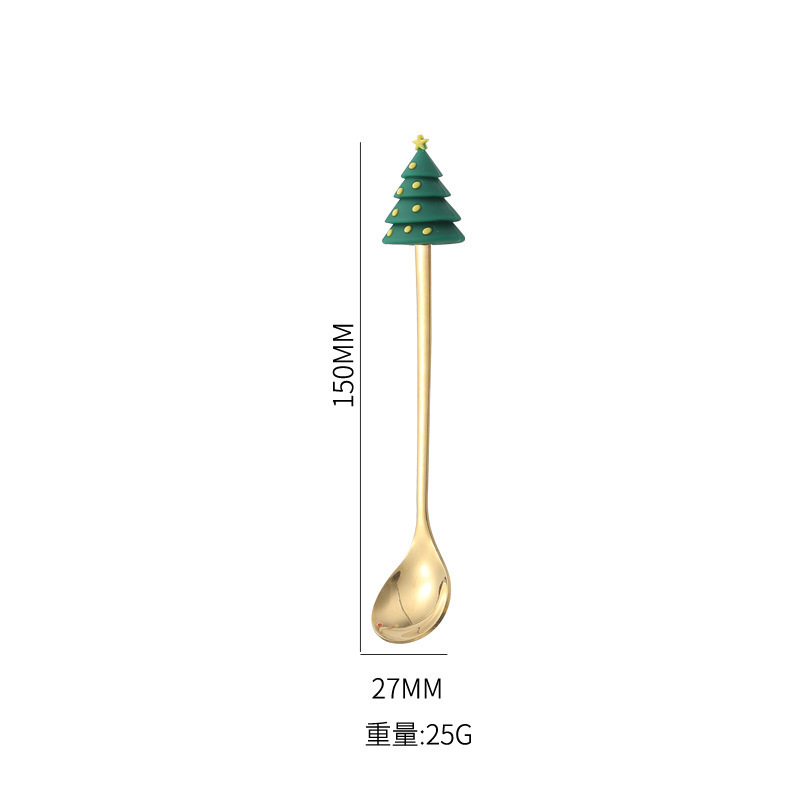 ステンレススプーン創意クリスマスツリーコーヒー攪拌スプーンデザート果物フォークスプーンフォーク食器プレゼントセット|undefined