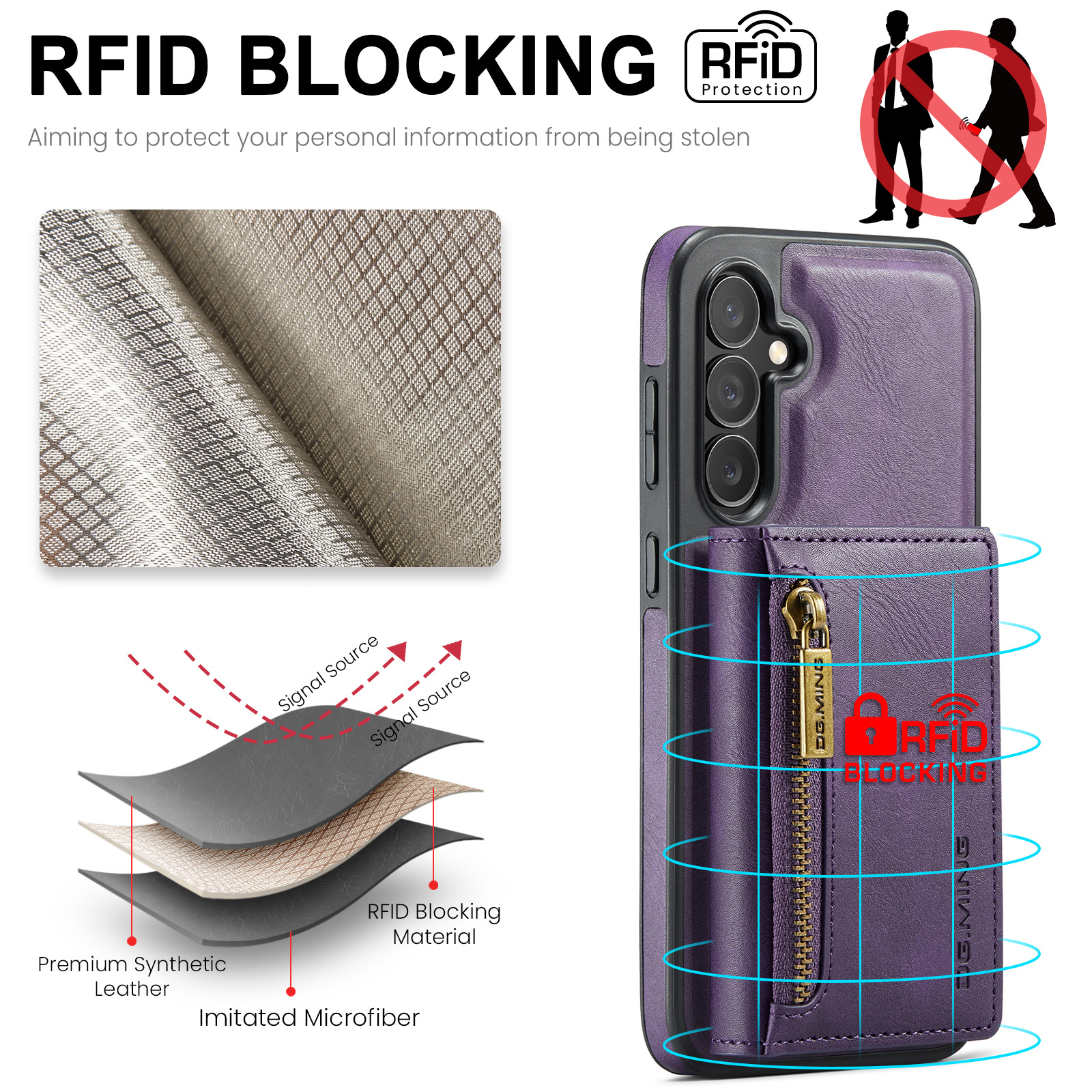 M5 für Samsung S24 magnetische kabellose Ladetelefonhülle S24 Plus Zwei-in-Eins-Anti-Diebstahl-Bürsten-Brieftaschen-Schutzhülle_voghion.com