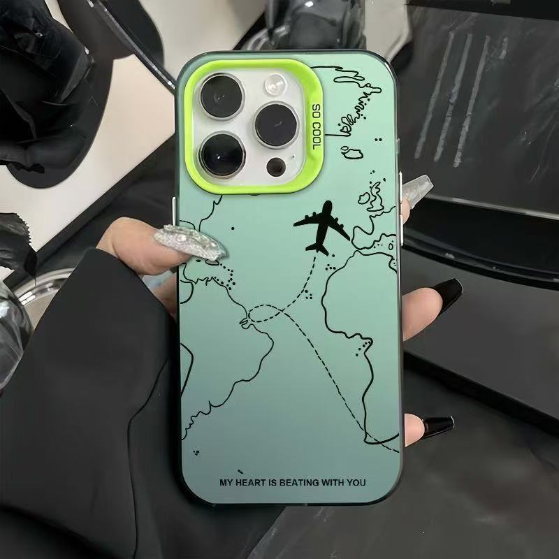 Nuevo diseño de funda para teléfono con mapa de avión, compatible con iPhone 17, Apple 16 Pro Max/15 a prueba de golpes, 14 Pro, 13, estilo europeo y americano.