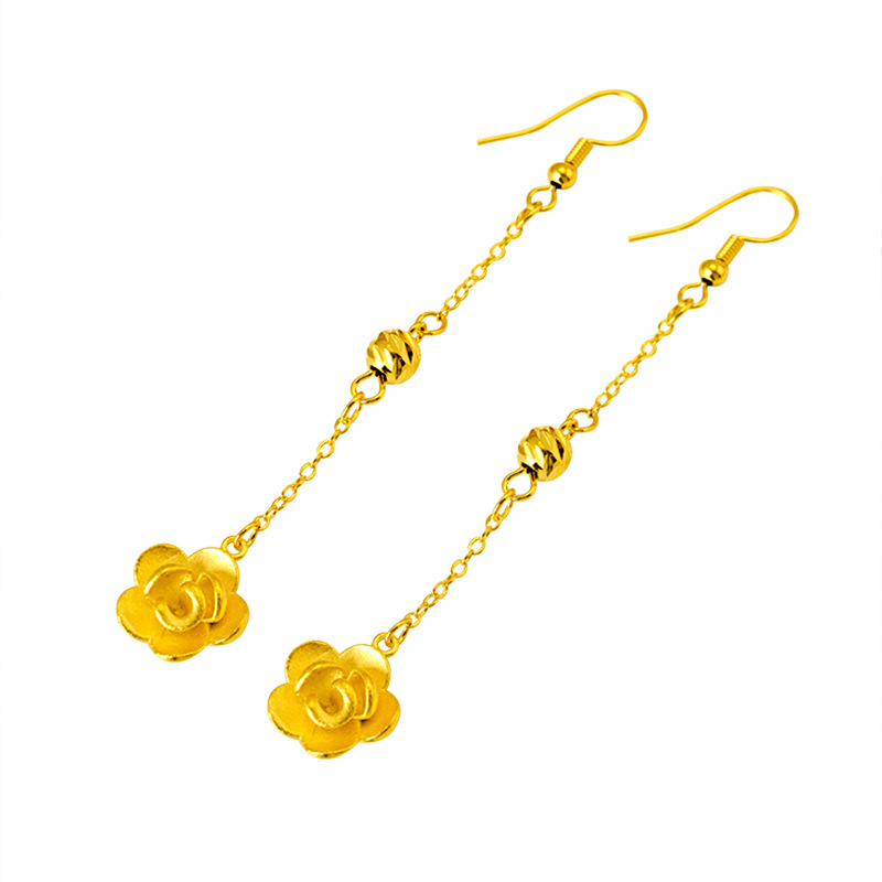 Nueva arena pendientes de oro pendientes de aleación de cobre de las mujeres joyas de estilo chino joyería elegante regalo pendientes de flores de calabaza