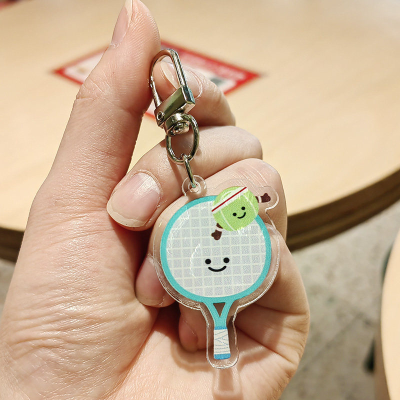 Bonito bádminton tenis voleibol fútbol baloncesto rugby llaveros bolsas escolares para hombres y mujeres colgantes de tenis de mesa regalos