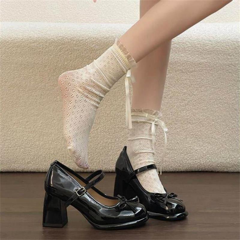 Cabeza redonda francesa con falda, zapatos de talón alto, zapatos de cuero de altura, primavera y verano de 2026