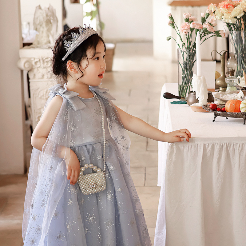 Bolsos de mano de princesa de aire extranjero dulces perlas mini bolsos de hombro para bebés lindos bolsos de moda de cadena de arco para niños