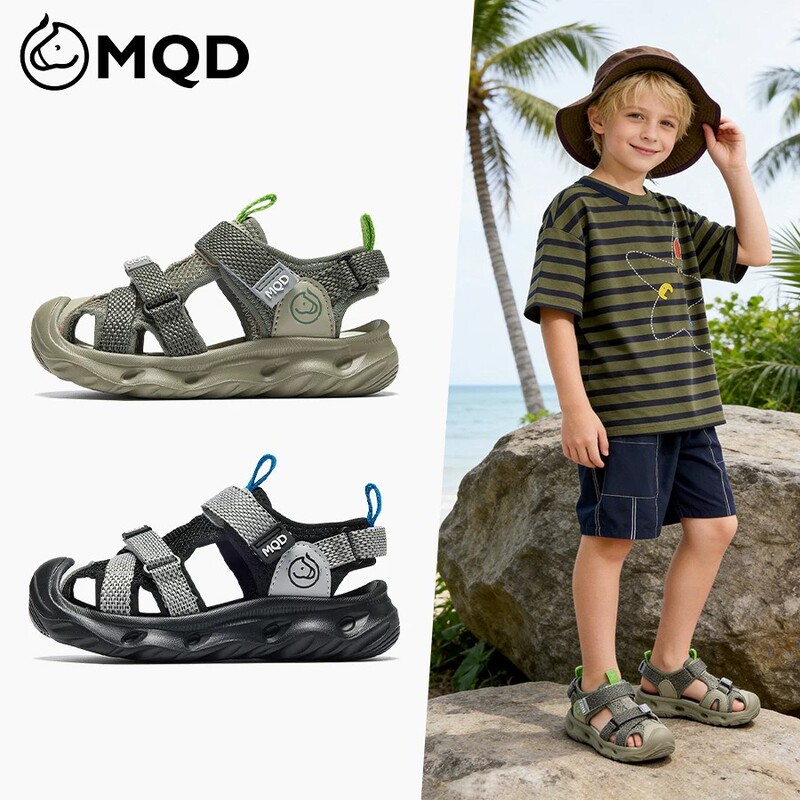 Mqd Children's Shoes Closed-Toe Sandals New Summer Children's Mesh Breathable Sports Shoes Boys' Soft-Soled Beach Shoes