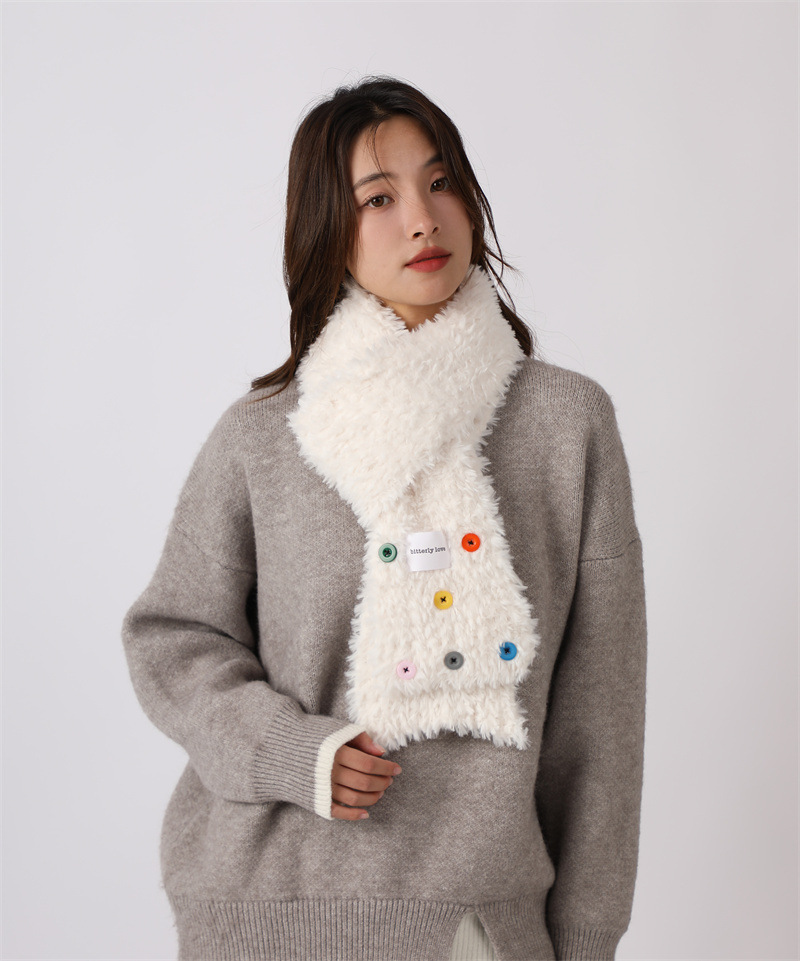 Cervo bianco stesso stile bambini autunno inverno peluche lana ispessita e calda pulsante mostra faccia piccola grande testa_voghion.com