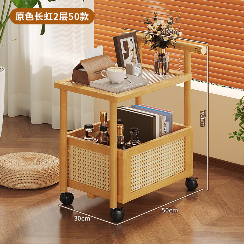 中古トロリースナックラックレトロ可動プッシュプルコーヒーテーブルリビングルームソファサイドテーブルレトロベッドサイドJ&|undefined