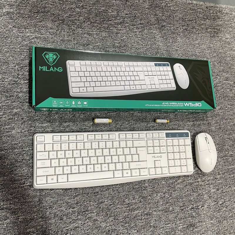 米狼W530一体型ホワイトワイヤレスキーボードマウスセットオフィス用低音ノートパソコンデスクトップパソコン越境卸売|undefined