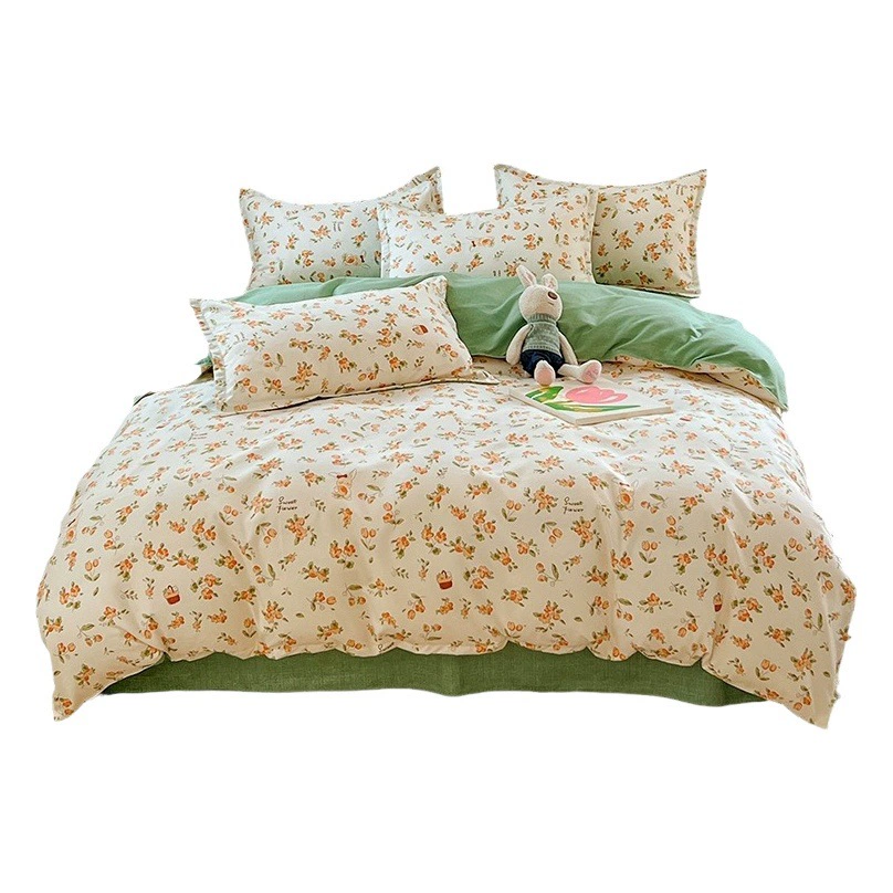 Оригинальные товары, свежий комплект из четырех предметов из чистого хлопка класса А, приятное для кожи постельное белье, полностью Матовая Простыня, пододеяльник для общежития, комплект из трех и четырех предметов