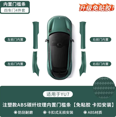 Pedal Anti-Scratch Protective Plate, Dekorativ pedal başlıqları - yu7-turquoise-green-adhesive-free-built-in-carbon-pattern-threshold-strip-set-of-four