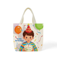 新款卡通男孩生日小帆布包百搭手提包女学生饭盒袋简约手提袋子上