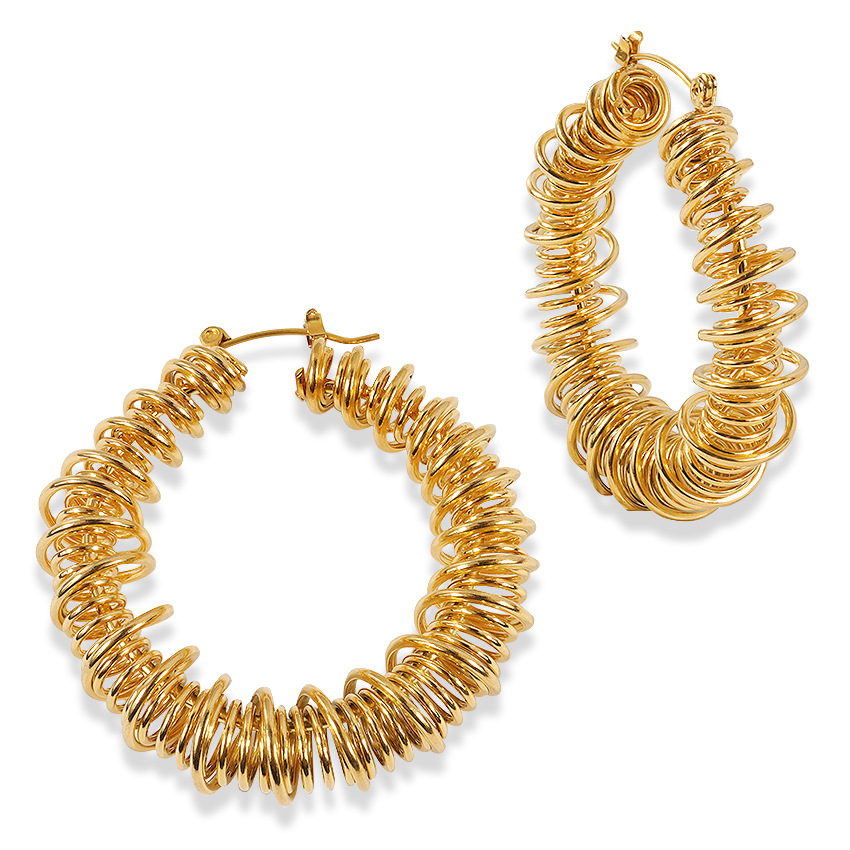 Women's Gender 1 Pair Glam Exaggerated Geometric 304 Stainless Steel 18K Gold Plated Hoop Earrings