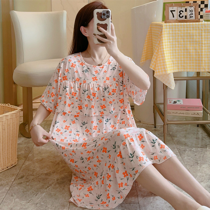 Anti-bumps vestido de dormir mujer verano pastoral pequeña falda de flores delgadas 2024 nuevo vestido de ropa de hogar suelta