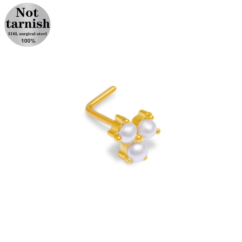 Gabei European And American Cross-Border Classic Pearl Petal Zircon Versatile Stainless Steel Nose Stud Hot Sale 2025_voghion.com