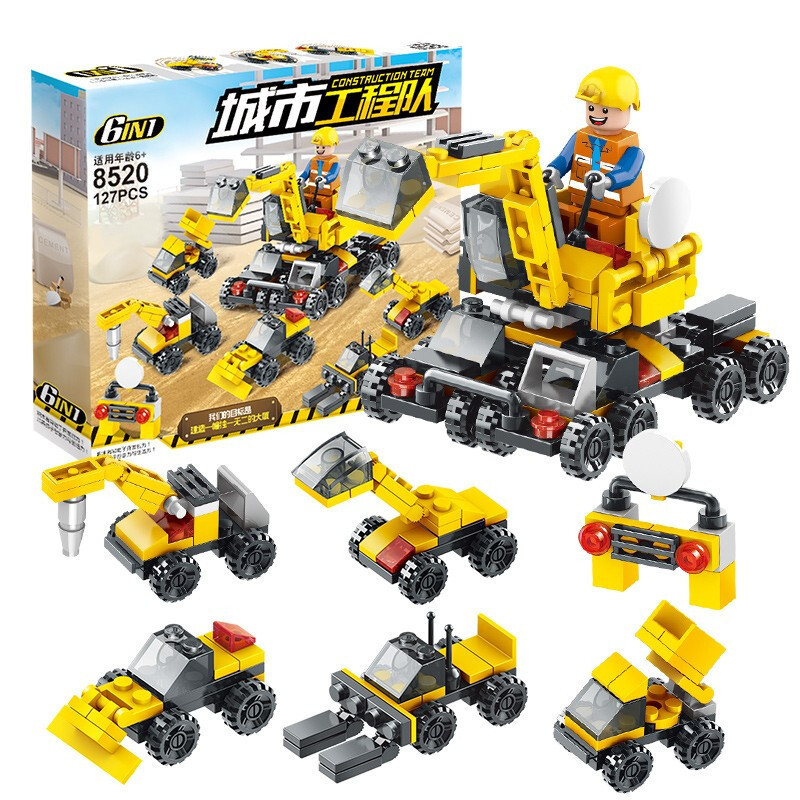 Los niños de bricolaje bloques de construcción de coche famoso coche de carreras 4-en-1 pequeña partícula juguetes educativos