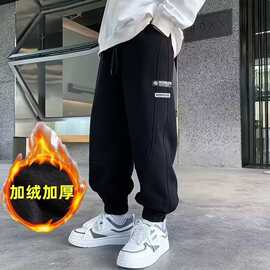 男童灯芯绒运动裤子秋冬季2025新款中大童加绒加厚保暖裤休闲长裤