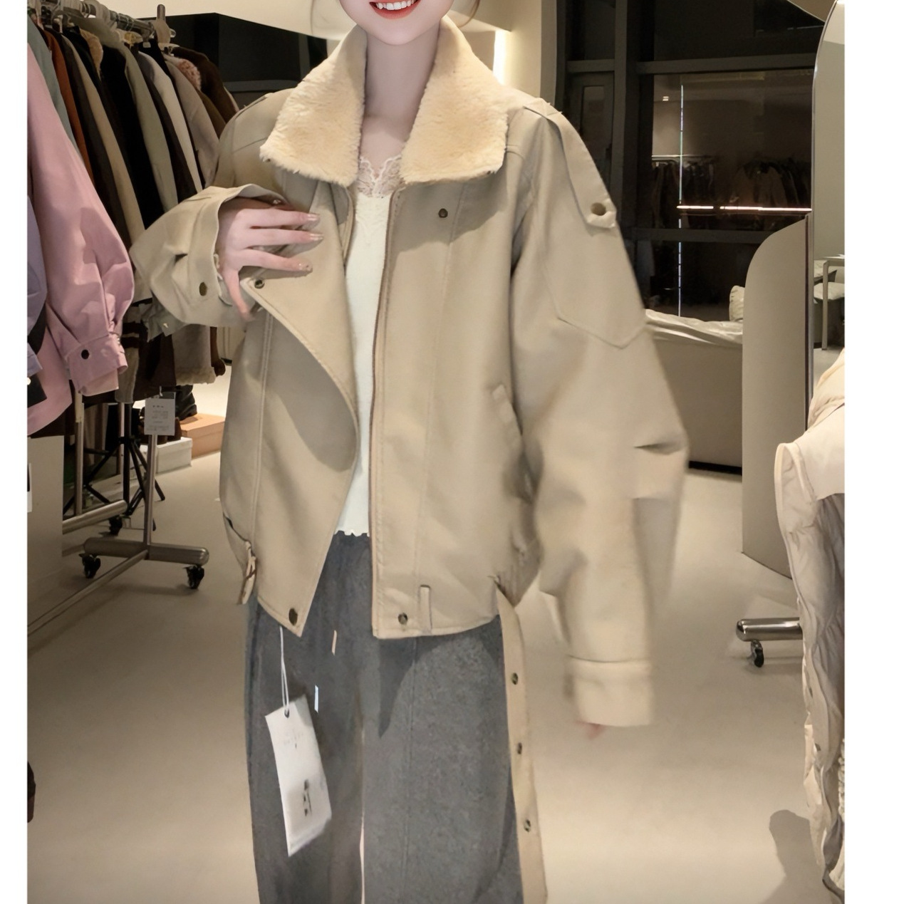 New S Leather Jacket Women's Hong Kong Style Sexy Versatile Leather Jacket Korean Style Loose Motorcycle Jacket 86016 Others