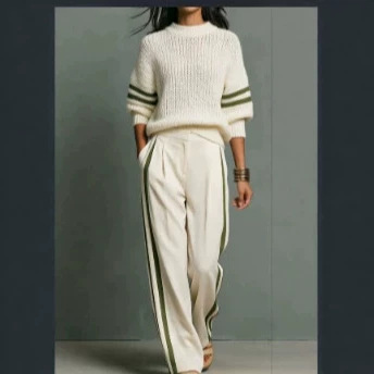 New Cross-Border Foreign Trade European and American Fashion Hot-Selling Round-Neck Pullover Long-Sleeve Wide-Sleeve Casual Loose Women's Sweater Knitwear