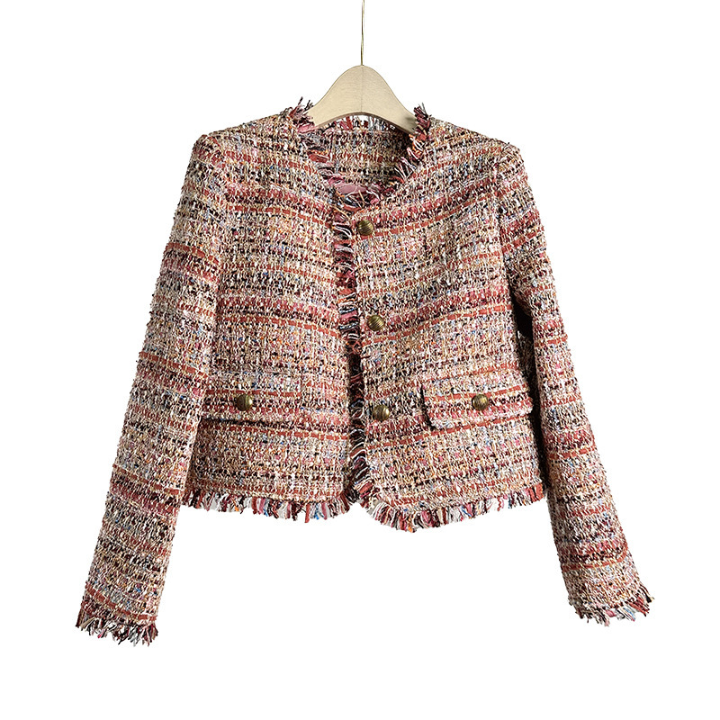 Ladies Temperament Ladies Coat Fragrant Style Tassel Coat New Tweed High Fashion Fragrant Top Round Neck Coat
