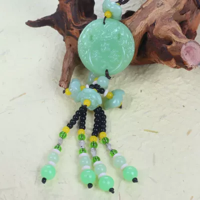 Car hanging, Double-Sided Light Green Jade Pendant