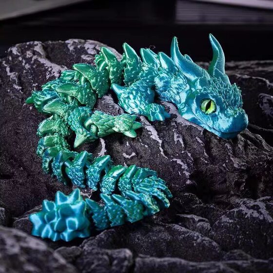 Amazon cross-border 3D printing bicorned dragon simulation cute eyes hand-made model creative devil dragon toy ornaments