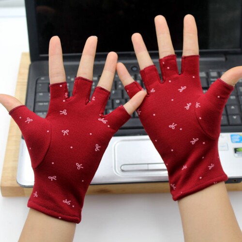 Winter and Autumn Fleece Lined Warm Gloves Half-Finger with Two-Finger Touchscreen for Women Students Writing, Finger-Revealing for Work