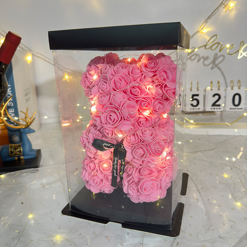 Flor inmortal rosa oso 520 Día de San Valentín regalos del día de la madre regalos de cumpleaños de novia simulación de flores de espuma creativas