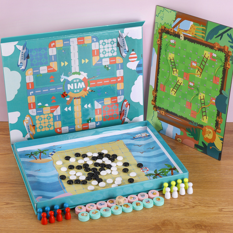 Damas de ajedrez voladoras ajedrez de cinco piezas ajedrez animal ajedrez serpiente ajedrez multifuncional juego dos en uno juguetes educativos para niños estudiante