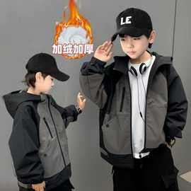 男童外套加绒加厚冬季儿童棉衣2025新款中大童棉服帅其他现货休闲