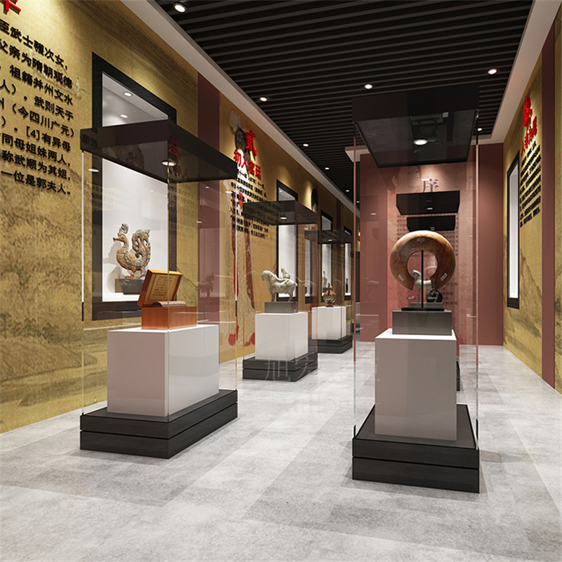 博物馆展示柜博物馆展柜历史古董陈列柜夹胶低反玻璃文物雕像柜