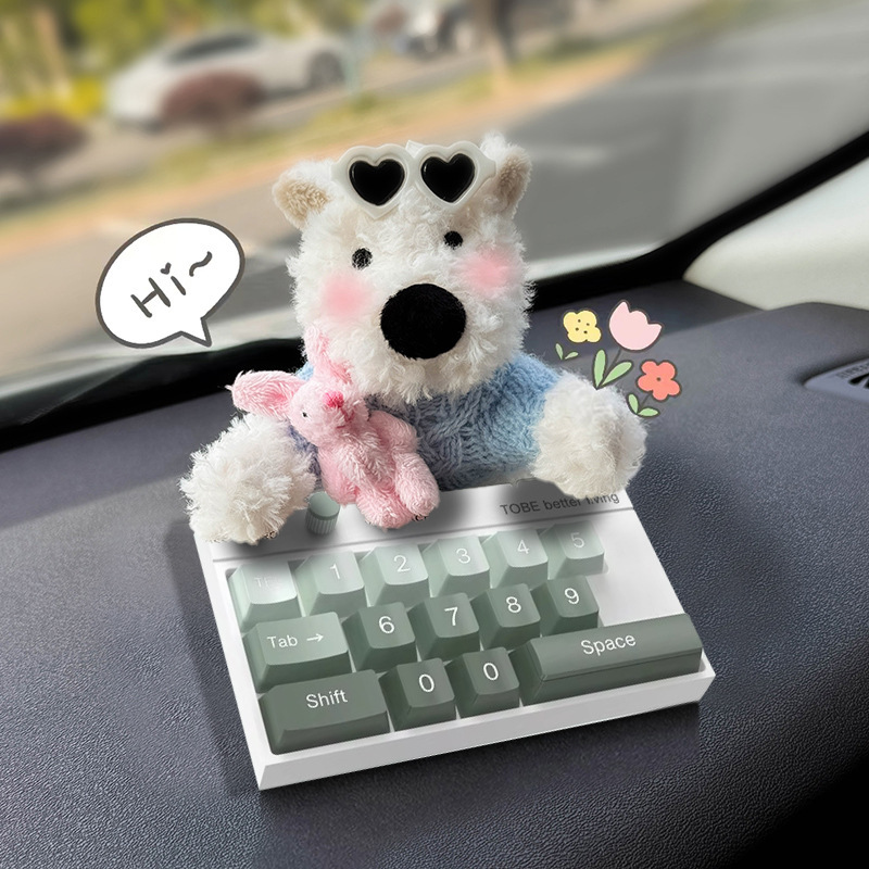 Tarjeta de estacionamiento temporal del automóvil lindo West Highland Puppy Keyboard Teléfono del automóvil Número de matrícula Decoración del automóvil Mover el automóvil